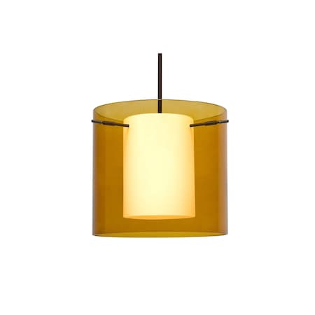 Besa Lighting Pahu 12 Stem Pendant, Trans. Armagnac/Opal, Bronze Finish, 1x11W LED 1TT-G18407-LED-BR